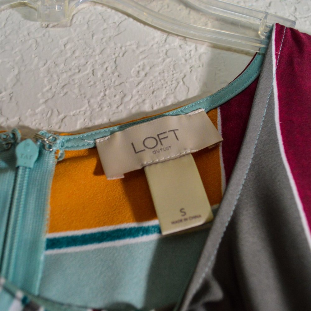 Loft Multi-Colorblock Flowy Dress Small - Picture 2 of 3
